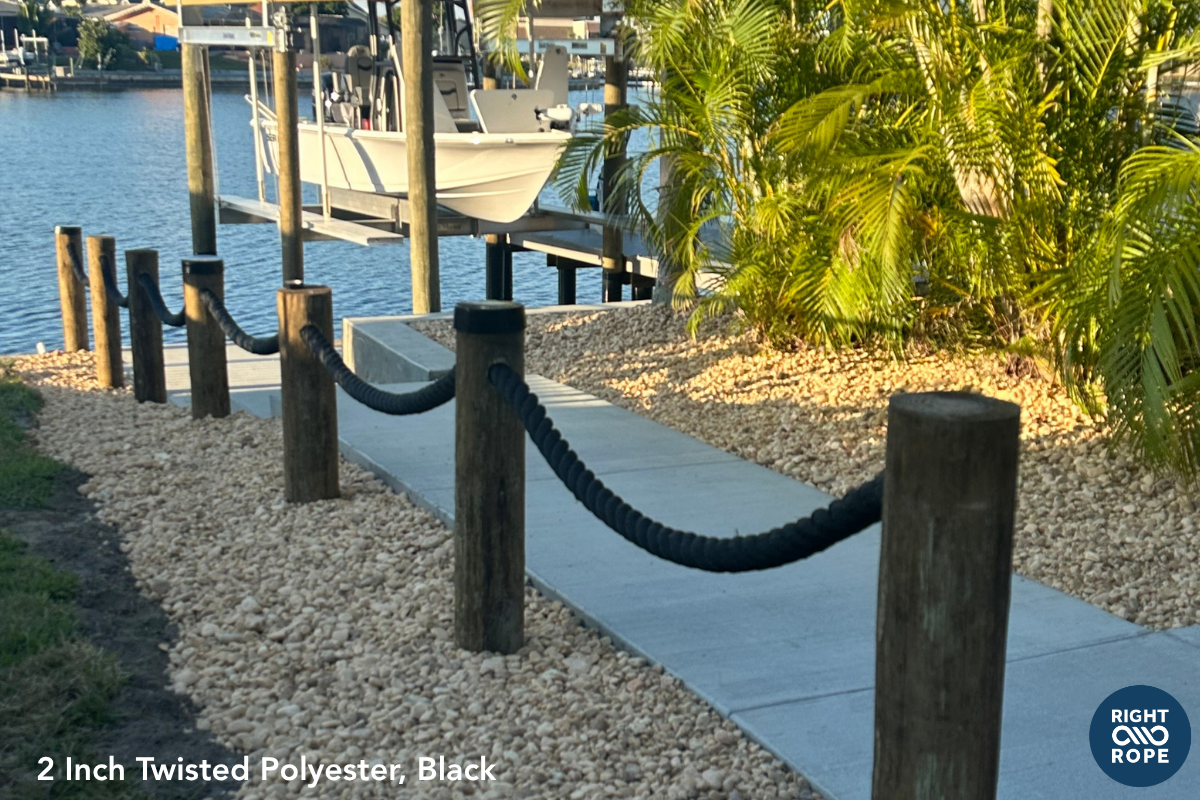 2 inch black twisted poly dock railing