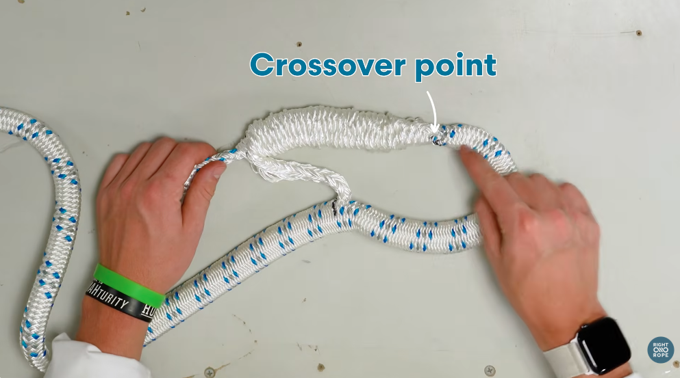 crossover point double braid splice