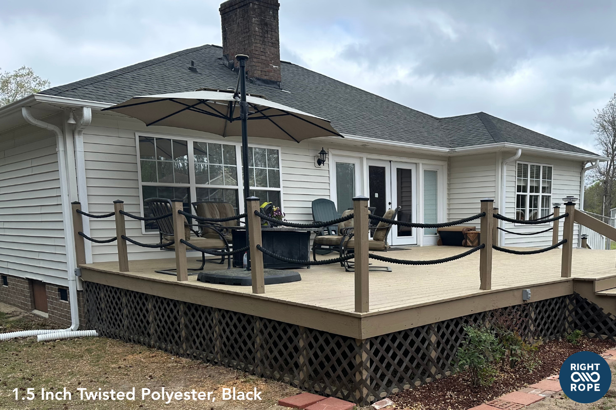 black twisted poly rope railing deck railing 1.5 inch